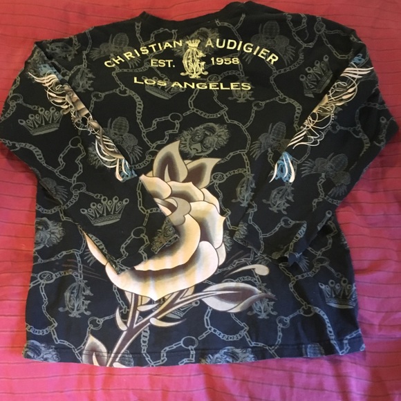 christian audifer y2k gold long sleeve graphic tee - Picture 2 of 2